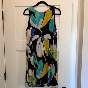 Anne Klein Black Multicolor Midi Dress